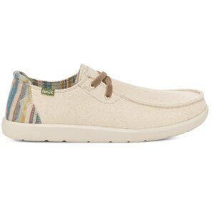 SANUK MEN'S SHAKA LITE SL SIZE 11 CASUAL CANVAS MOC TOE LACE UP SNEAKER NATURAL